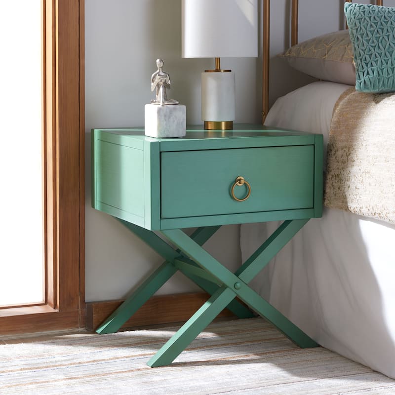 SAFAVIEH Ciarra 1-Drawer Accent Table Nightstand - Turquoise