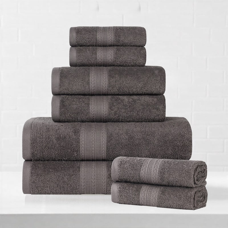 Superior Eco-Friendly Cotton 8-Piece Towel Set - Graphite