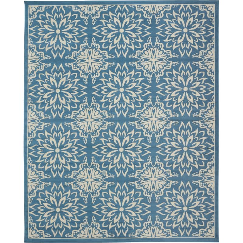 Nourison Jane Floral Medallion Indoor only Area Rug - 7' 10" x 9' 10" - Ivory/Blue