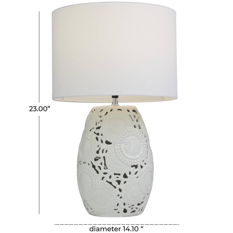 Ceramic Cutout Floral Room Table Lamp - White - Roche River Decor
