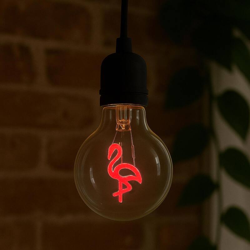 Festive Living LED Flamingo Decorative Filament Bulb G80 Globe E26 Base 1W Clear Glass 1pk