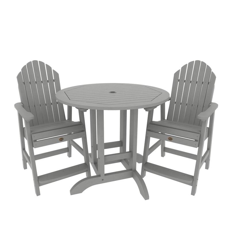 Highwood Commercial 3-Piece Adirondack 36" Bistro Counter Height Dining Set - Coastal Teak
