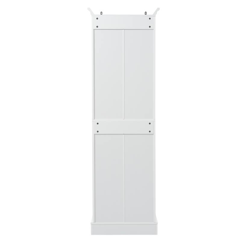 GDFStudio - Nazir 71.6"H Traditional Freestanding Bathroom Storage Cabinet with Adjustable Shelves, Soft-Close Doors & 3 Drawers