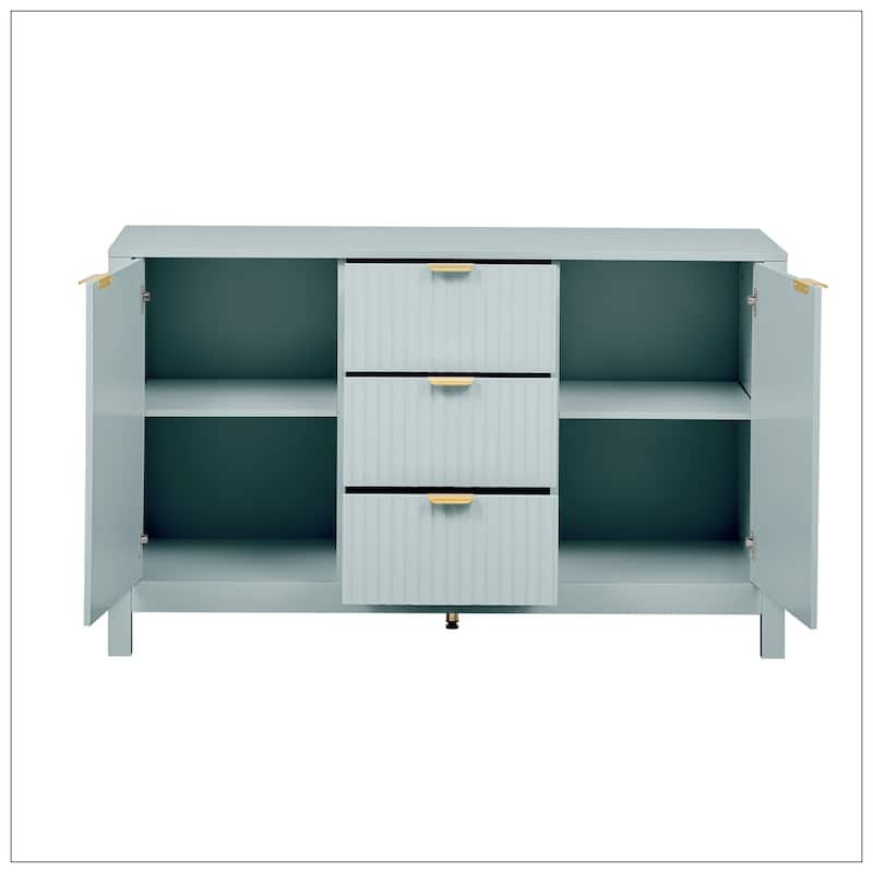 Entryway Cabinet with Wave Design with 3 Adjustable Shelves
