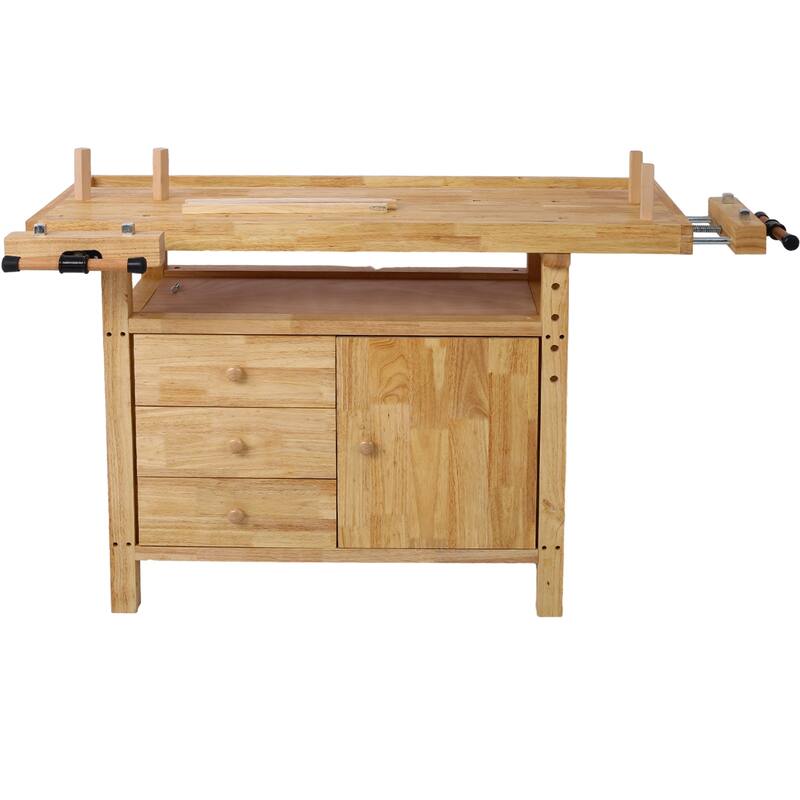Wood Workbench - Wooden Workbench for Garage Workshop and Home