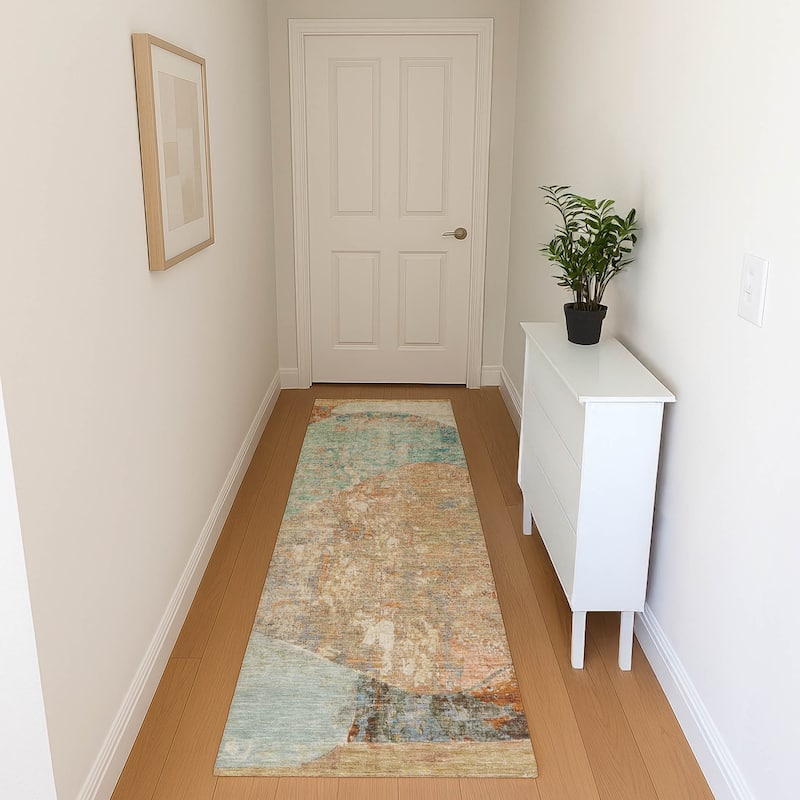 Premium Washable Super Soft Abstract Modern Mayfield Rug - Teal - 2'3" x 7'6"