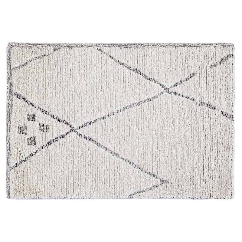 Terra by Obeetee Meher Diamond Charcoal Rug - Cream/Onyx - 2' x 3'
