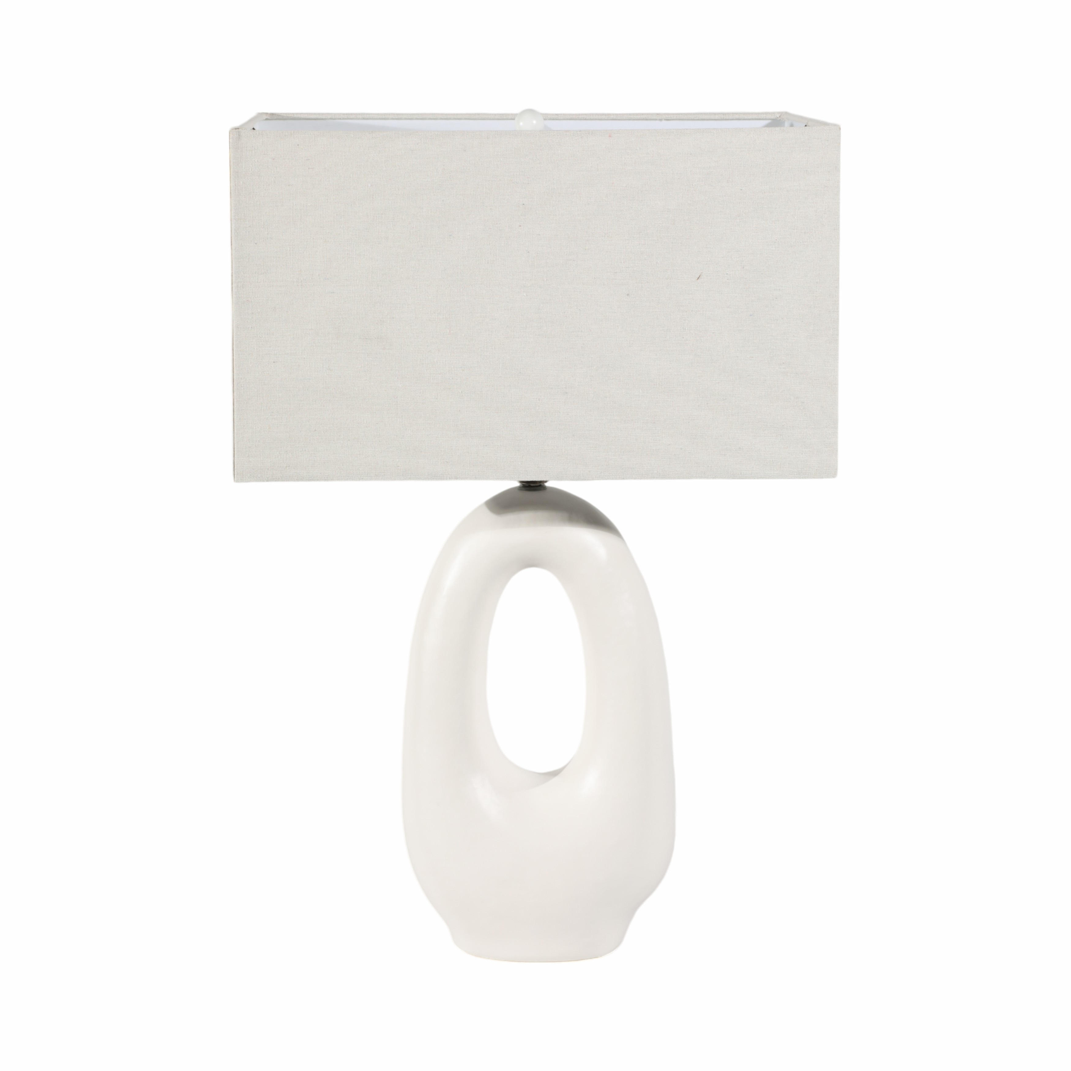 Sagebrook Home 27" White Ceramic Open Cut-Out Oval Table Lamp With Linen Shade - 18" x 18" x 27"