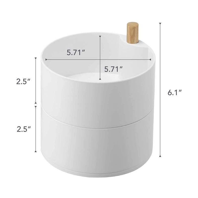 Yamazaki Home Open Top Stacked Jewelry Organizer - Two Sizes, Plastic and Wood, Large - L 5.71 x W 5.71 x H 6.1 inches