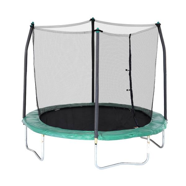 slide 1 of 9, Skywalker Trampolines 8' Round Trampoline with Enclosure - Green