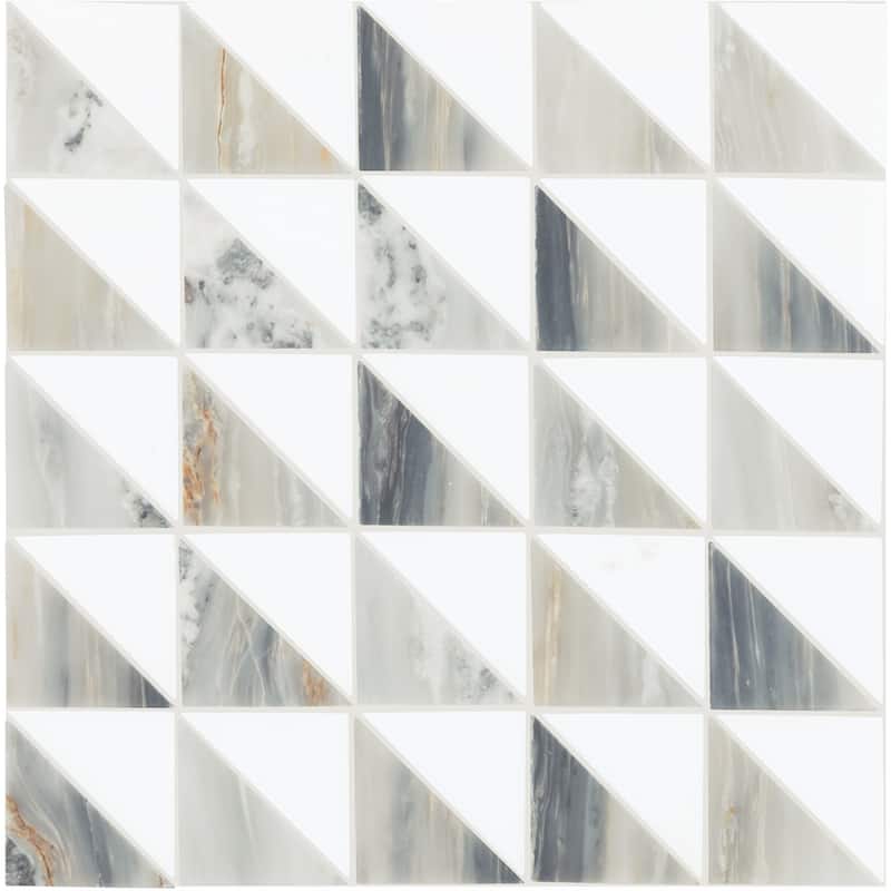 Daltile Gamma Natural Stone Triangle Wall and Floor Mosaic Tile (Set of 10) - Grey