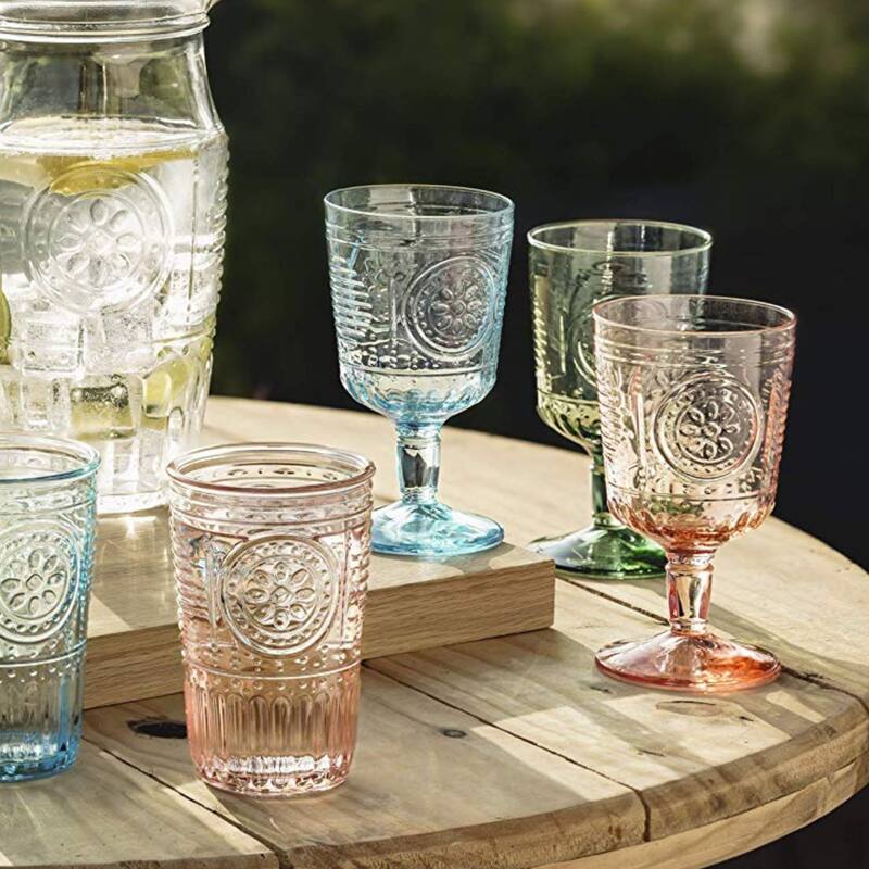 Bormioli Rocco Romantic 10.75oz All Purpose Stemware, Set of 4, Cotton Candy