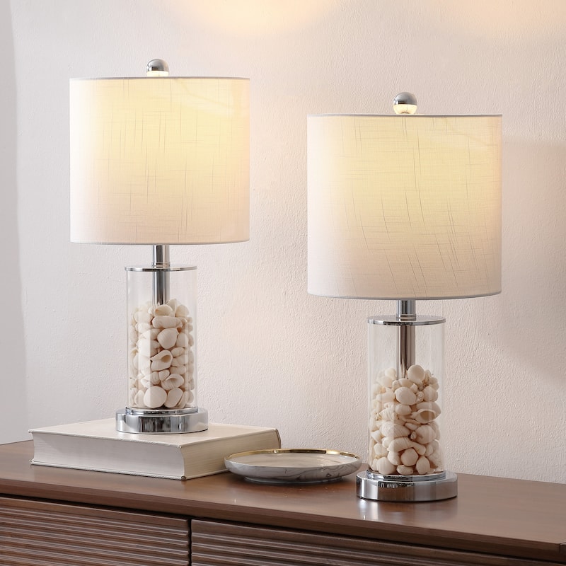 By JONATHAN , Amner 20.5" Contemporary Fillable Glass LED Table Lamp, (Set of 2)