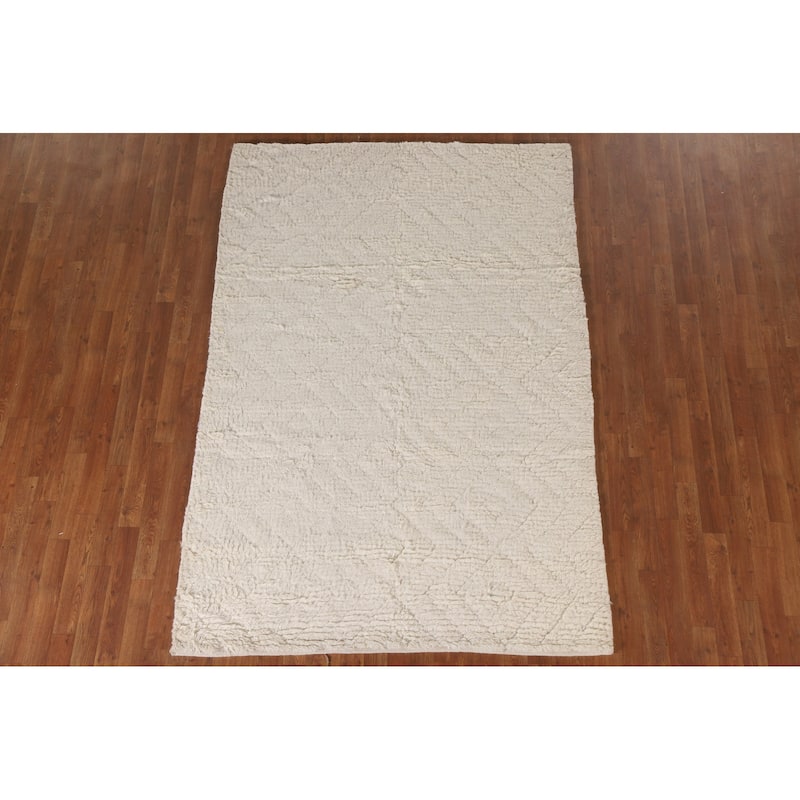 Earth Tone Moroccan Oriental Area Rug Handmade Wool Carpet - 5'2"x 7'6"