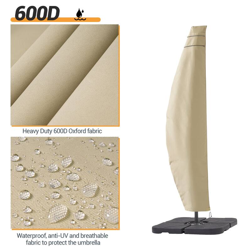 LIVOOSUN Patio Offset Umbrella Covers 600D Waterproof, Fits 8ft-11ft