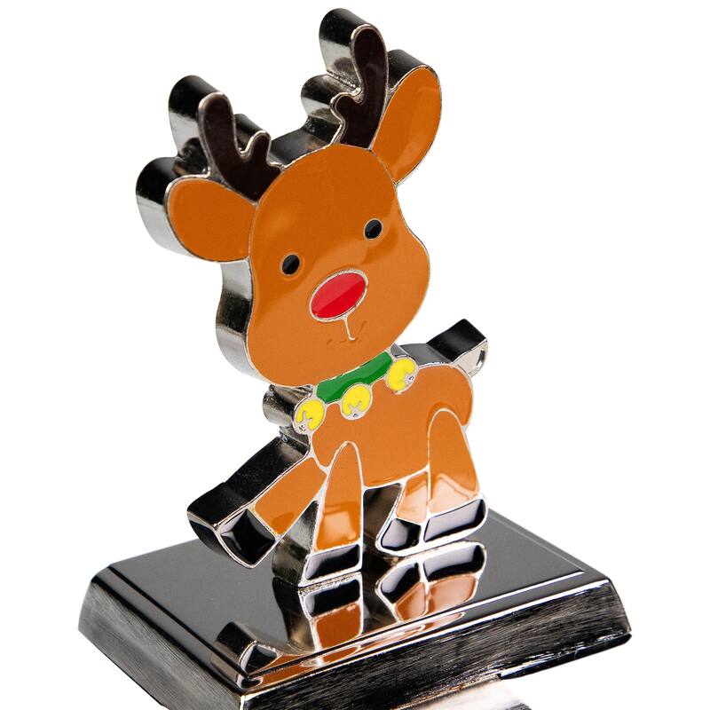 Set of 4 Christmas Figures Stocking Holders with Silver Base