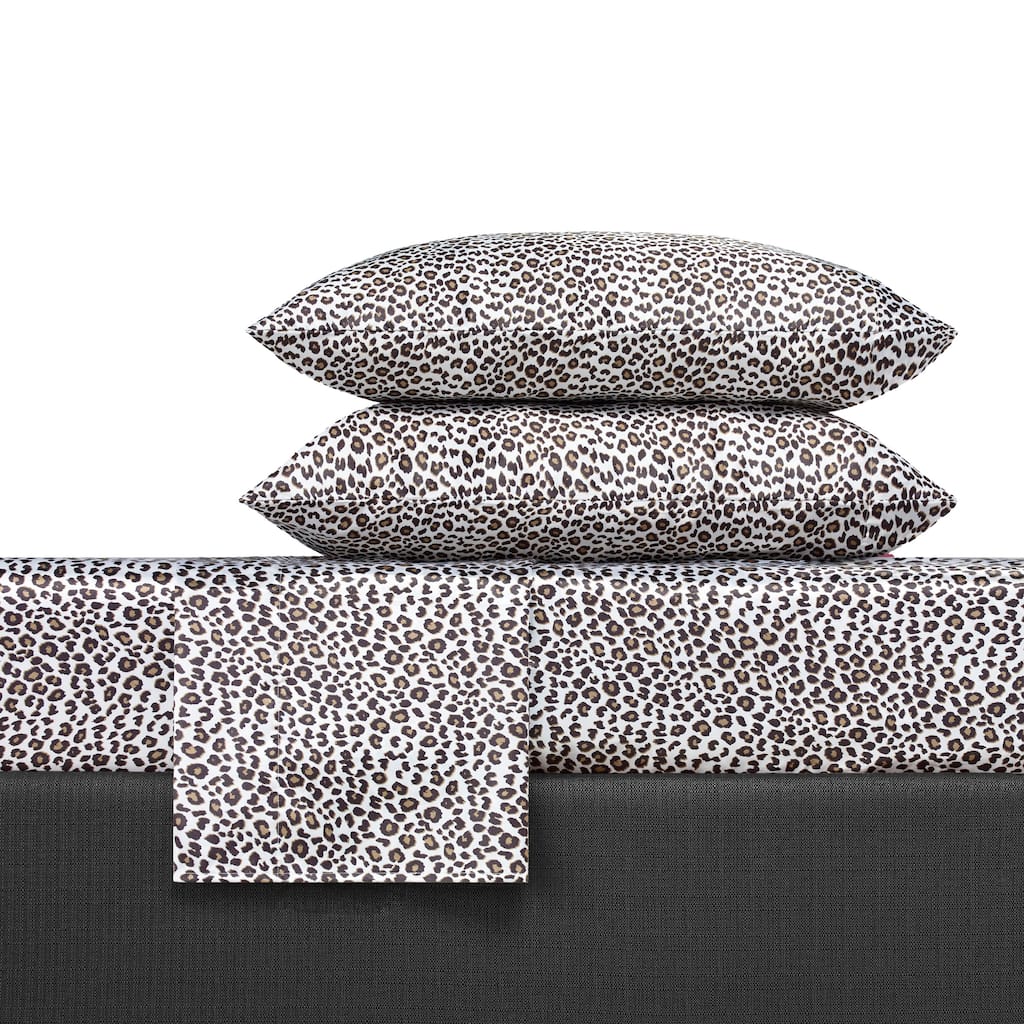 Betsey Johnson Betseys Leopard Satin Sheet Set + Pillowcase Sets