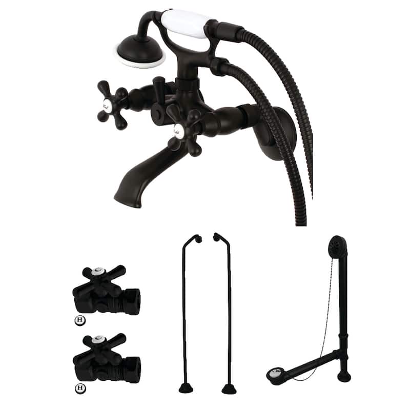 Kingston Brass Vintage Wall-mount Clawfoot Faucet Package - Matte Black