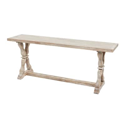 Wood Whitewashed Console Table with Angled Turned Legs - Brown - Roche River Decor