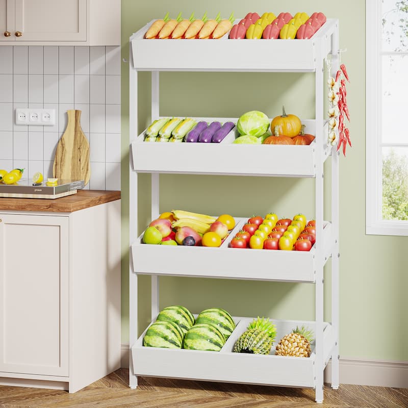 4-Tier Vegetable and Fruit Storage Retail Display Rack Stand