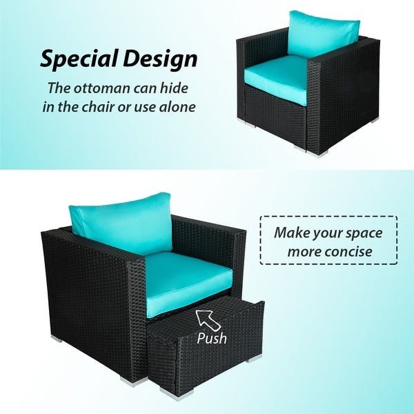Havenside Home Kwan Wicker Chairs With Ottoman Patio Set Overstock 28730149