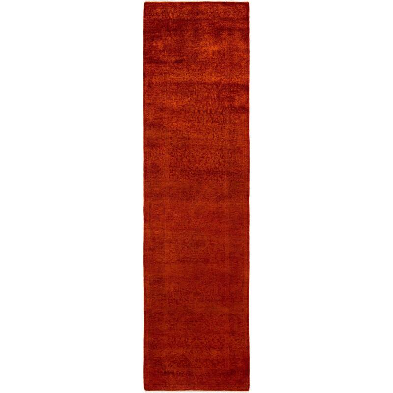 Overdyed One-of-a-Kind Hand-Knotted Area Rug - Orange - 2' 7" x 10' 0"