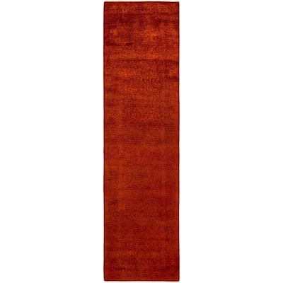Overdyed One-of-a-Kind Hand-Knotted Area Rug - Orange - 2' 7" x 10' 0"