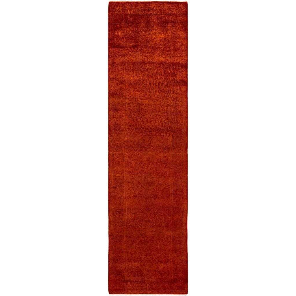 Overdyed One-of-a-Kind Hand-Knotted Area Rug - Orange - 2' 7" x 10' 0"