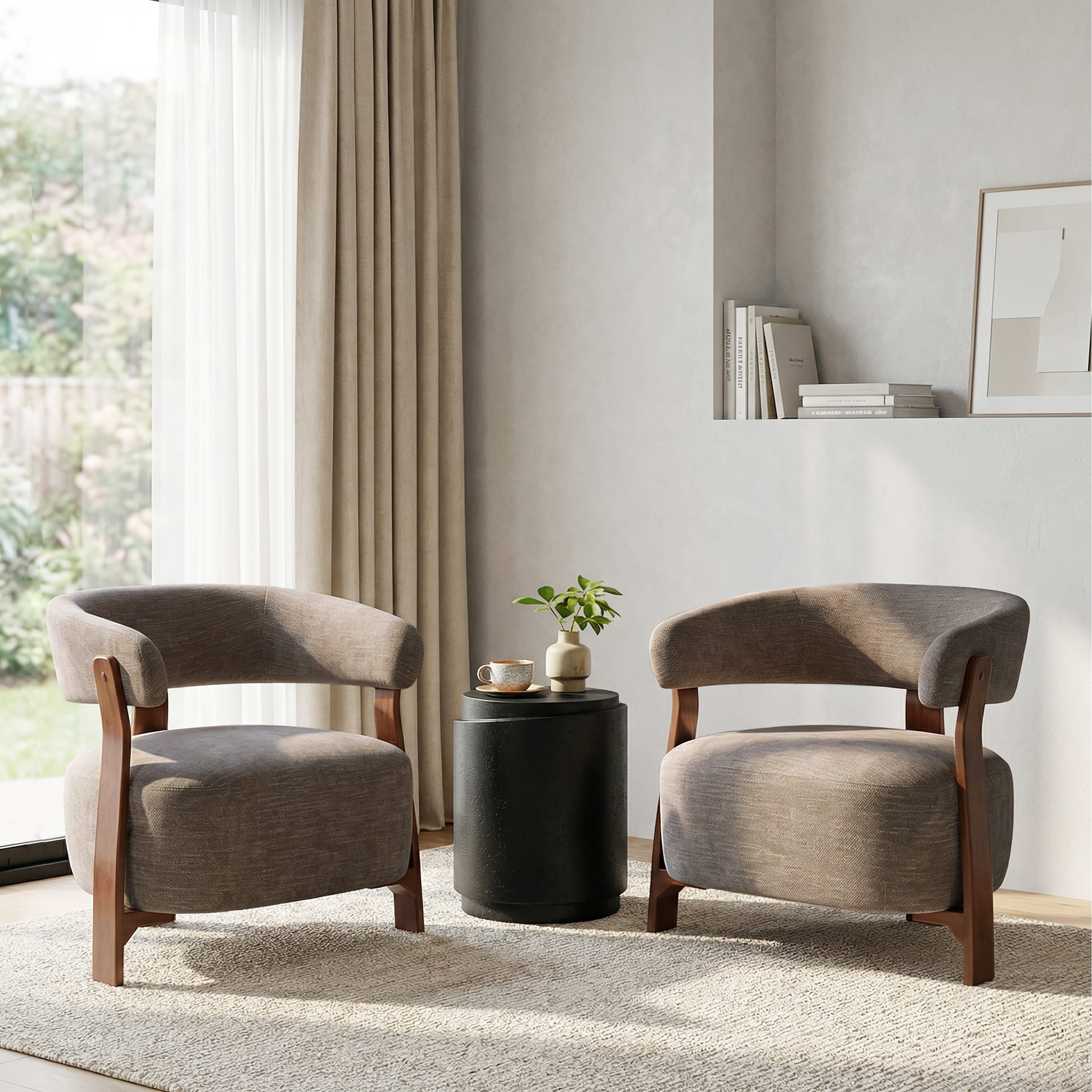 Christopher Knight Home - Modern Set of 2 Accent Arm Chair with Curved Upholstered Seat, Sculpted Backrest & Unique 3 Legs