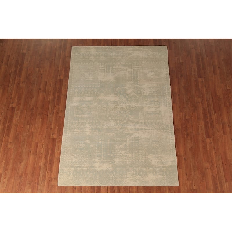 Contemporary Abstract Oriental Area Rug Handmade Wool Carpet - 5'3"x 7'6"