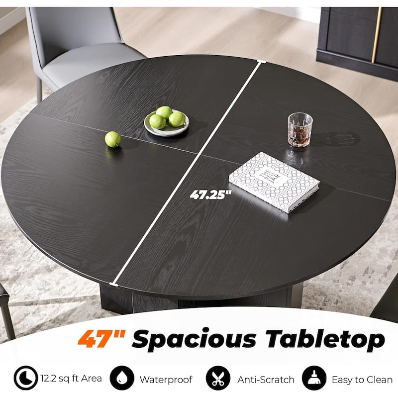 47" Modern Round Dining Table, Thickened Kitchen Table for Dining Room