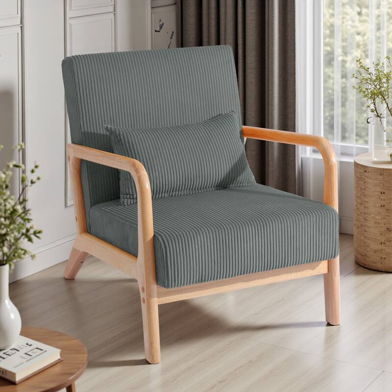 Uixe Modern Solid Wood Upholstered Corduroy Accent Chair - Single