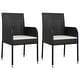 preview thumbnail 3 of 91, vidaXL 3 Piece Patio Dining Set with Cushions Black Poly Rattan - 18.9" x 21.7" x 34.6"