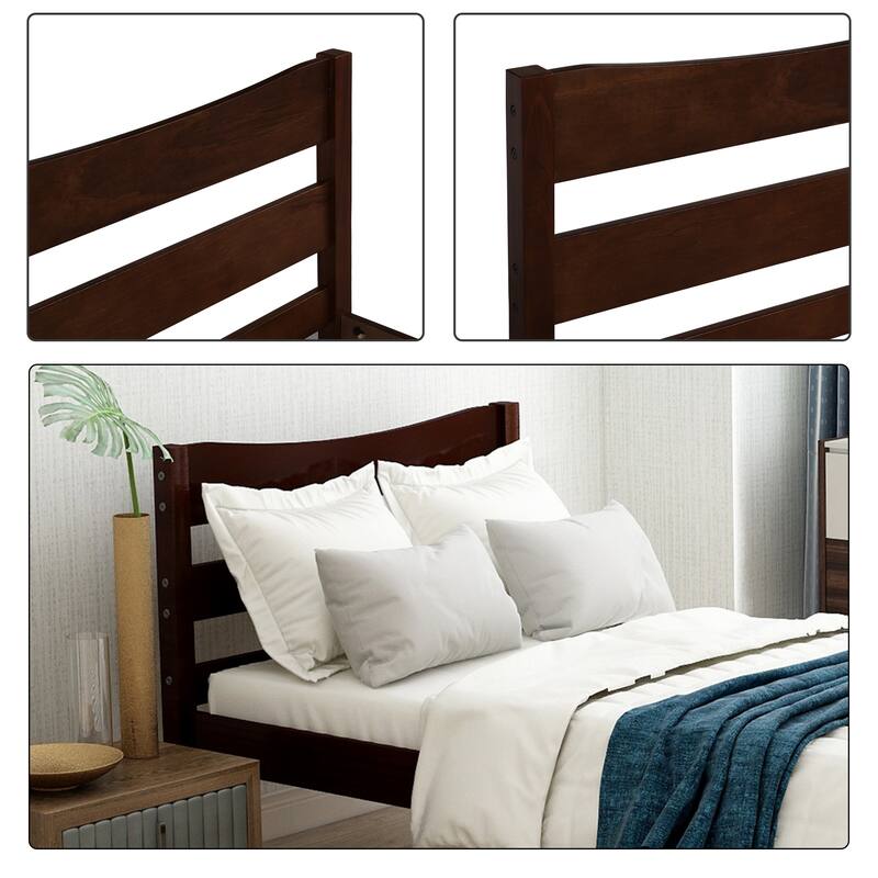35.4" Height Wood Platform Bed with Headboard,Footboard and Wood Slat Support