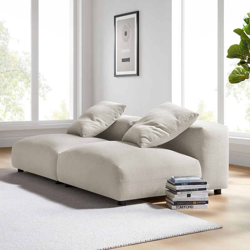 Solace 2-Piece Modular Upholstered Fabric Sofa - Linen