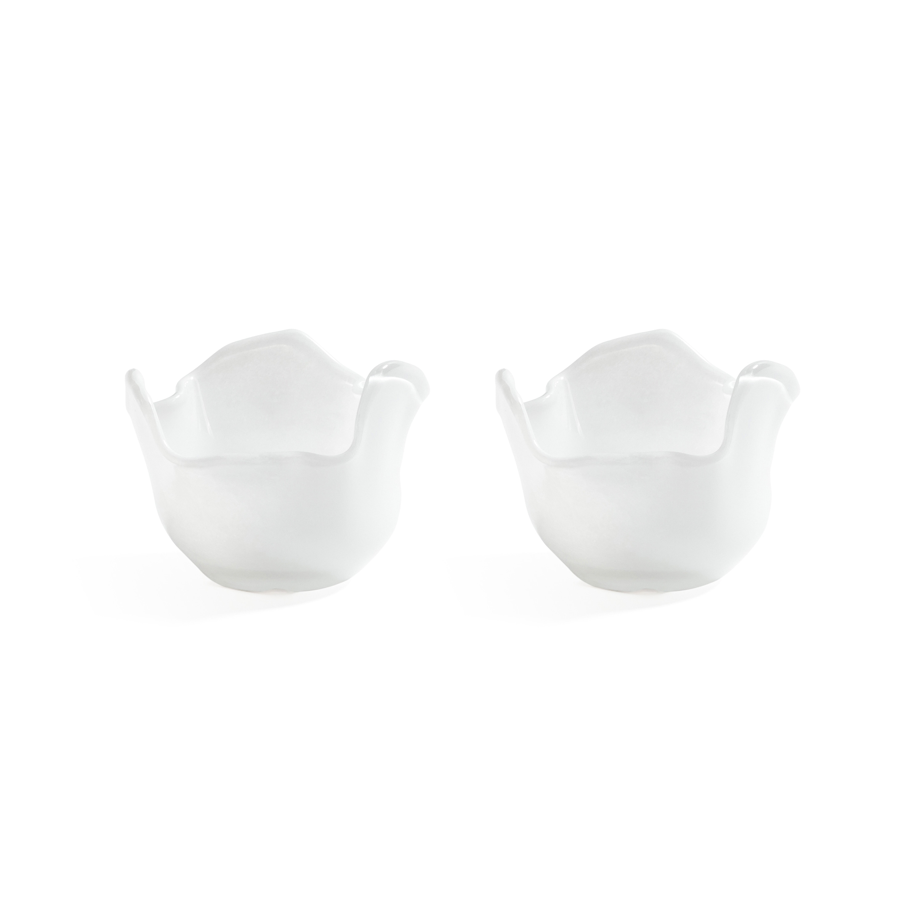 Wavy Bowl Glass Tealight Candle Holders, Set of 2