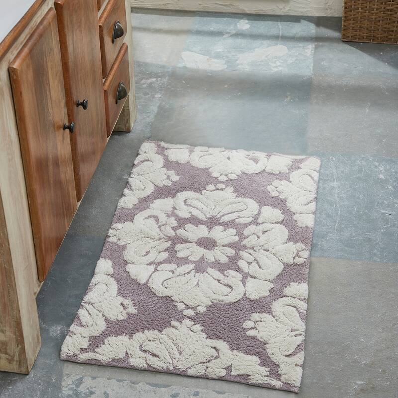Better Trends Medallion Collection 100% Cotton 3-Pc Set Bathroom Rugs-Soft & Super Absorbent, Non-Skid Latex, Machine Washable