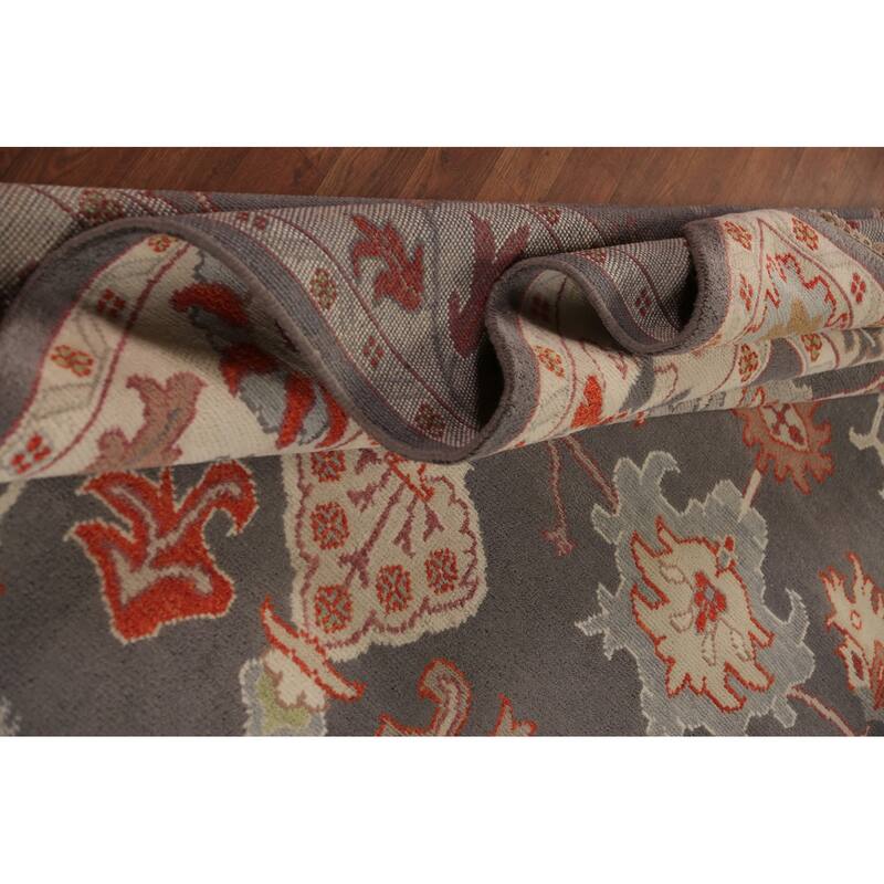 Gray Oushak Oriental Area Rug Hand-Knotted Wool Carpet - 8'10"x 11'9"