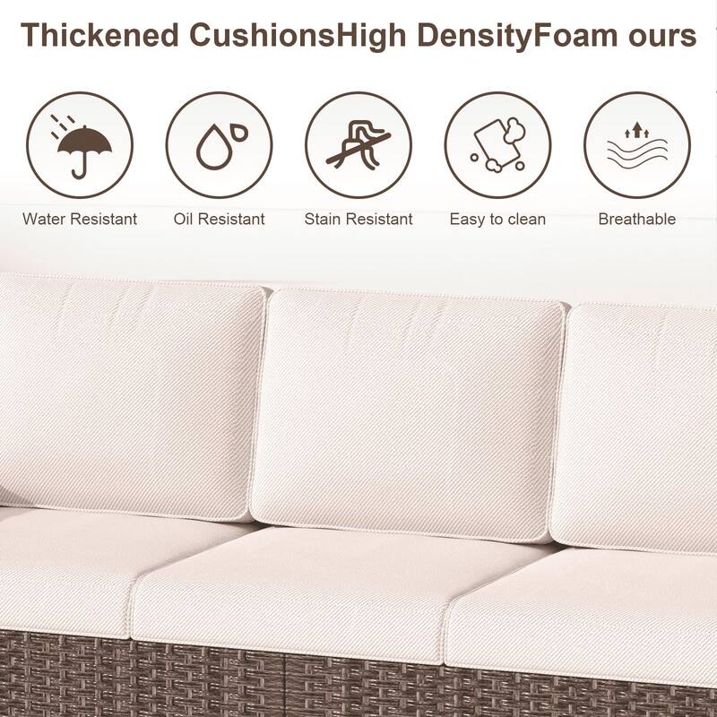 Pocassy Outdoor Wicker 4-Piece Sofa Patio Chair with Ottoman