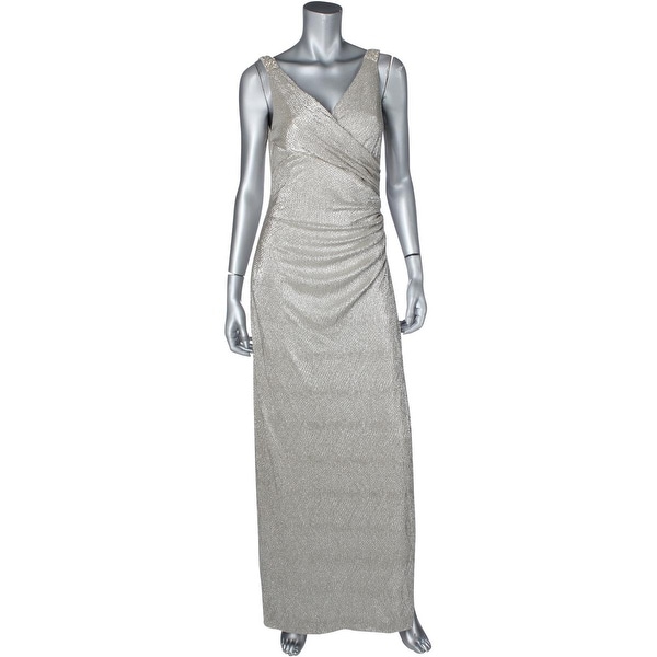 Lauren Ralph Womens Zilette Evening Dress Metallic Lauren Ralph Womens Zilette Evening Dress Metallic Embellished