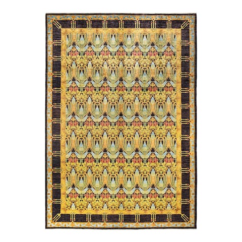 Overton Arts & Crafts One-of-a-Kind Hand-Knotted Area Rug - Black, 9' 10" x 14' 2" - 9' 10" x 14' 2"
