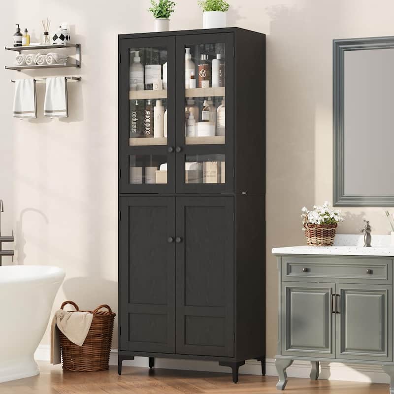 71" Tall Storage Cabinet, Kitchen Pantry Cabinet 5 Tier Bathroom Cabinet with 4 Doors Adjustable Shelves for Kitchen