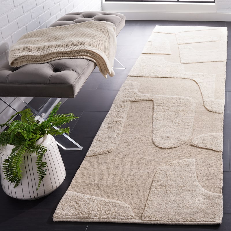SAFAVIEH Handmade Casablanca Azelia Cotton Rug - 2'3" x 11' Runner - Ivory
