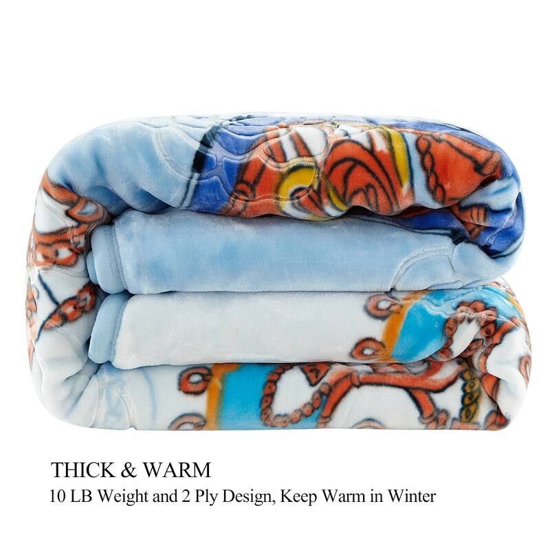 Korean-style 2-ply Printed Pattern Plush Mink Fleece Blanket