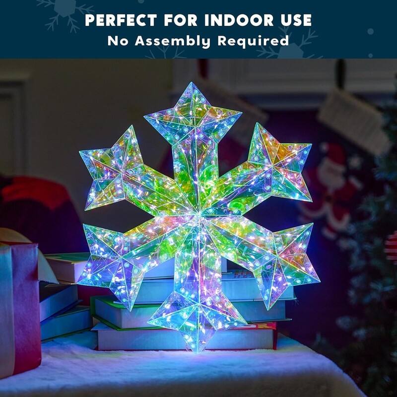 15 in Prismatic Iridescent Decorations, Prismatic Christmas Decor, 100 LED Cool White Lights