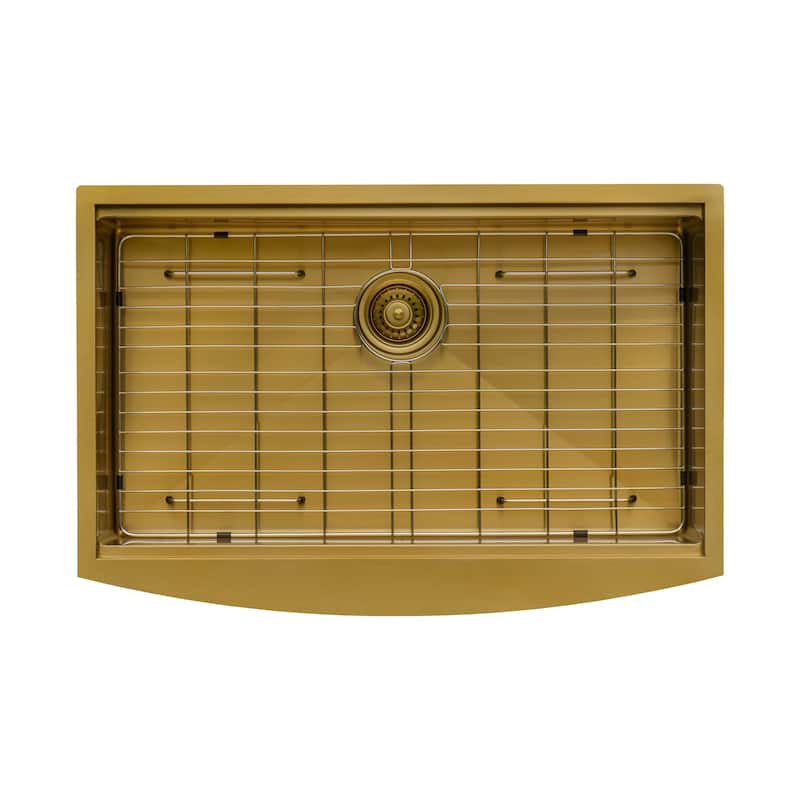 Ruvati 33-inch Matte Gold Workstation Apron-Front Brass Tone Stainless Steel Kitchen Sink - 33" X 22' - 33" X 22'