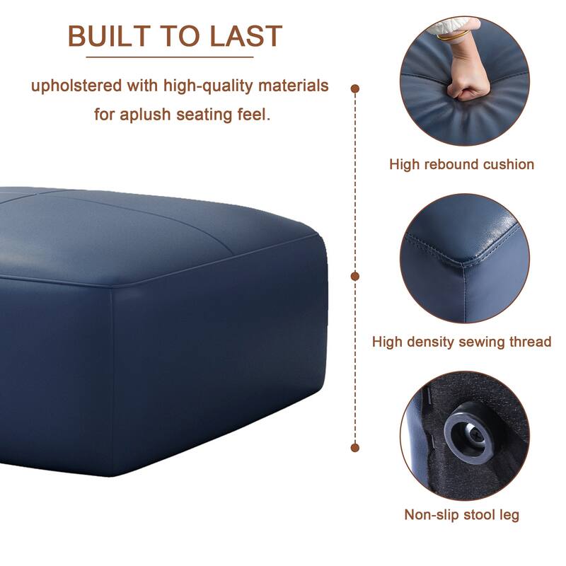 Elliot 22"/ 35"/ 43" W Modern Rectangular Genuine Leather Ottoman