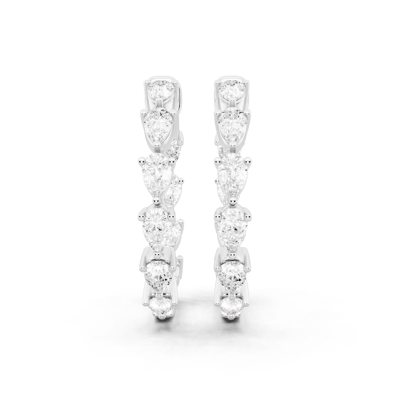 Auriya 14k Gold 3 3/5ctw Pear-shaped Hoop Lab Grown Diamond Earrings (E-F VS)