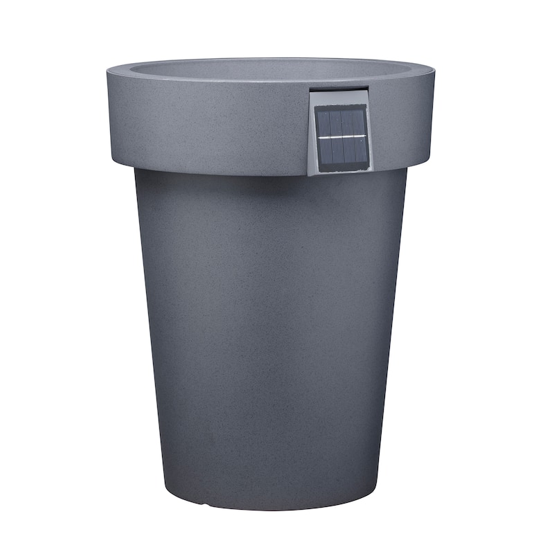 Southern Patio Solar Light-Up Gray Resin 18-inch Planter (Pack of 2) - 18'