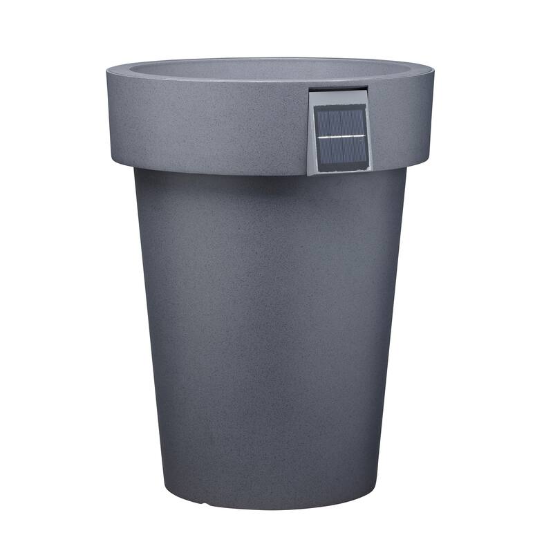 Southern Patio Solar Light-Up Gray Resin 18-inch Planter - 18"